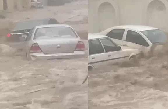 Cars swept away following flood in Saudi Arabia after king prayed for rain to end dry spells