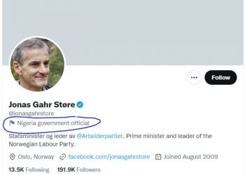 Twitter labels Norway prime minister as ‘Nigeria government official’