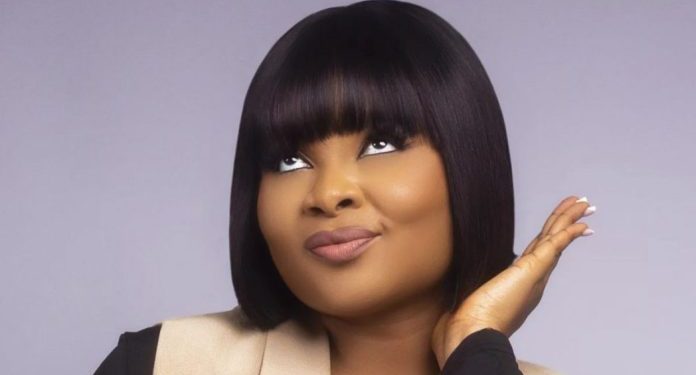 Bimbo Ademoye takes AMVCA plaque to dad