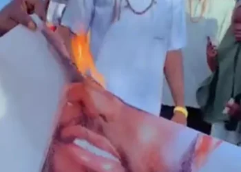 Borno youths set Davido’s banner on fire over controversial music video