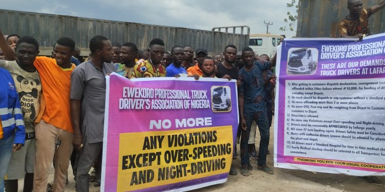 Lafarge plant truck drivers protest alleged ‘unfair treatment’