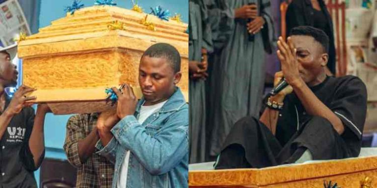 Reactions As Gospel Artiste Arrives Church In Casket (Photos)