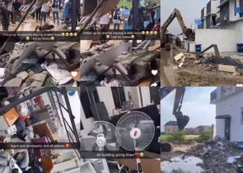 Residents weep as Lagos state govt demolish properties blocking water channels in Ikota