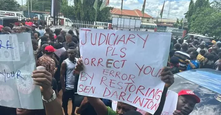 Protest rocks Abia over sack of Labour Party senator by Appeal Court