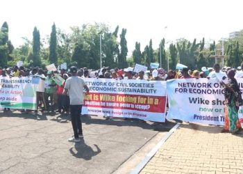 CSOs protest at national assembly, demand Wike’s resignation