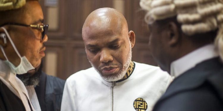 Uproar in court as Kanu refuses to submit to trial, calls Nigerian Govt lawyer ‘terrorist’