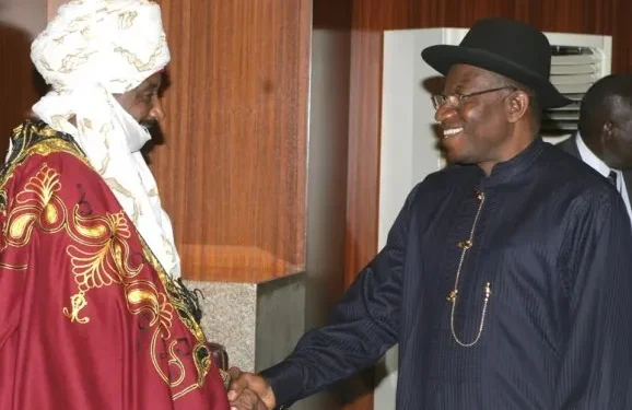 ‘My boss’, Sanusi hails Jonathan as they meet in Abuja