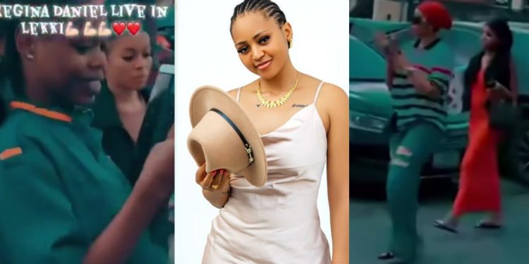 Sweet moment fans spot Regina Daniels in Lekki, she blesses them with cash